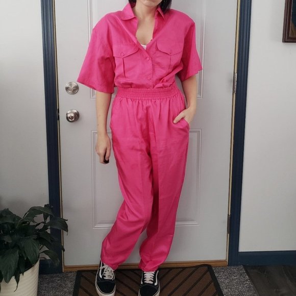 80s Pink Top and Pants Matching Set - Picture 1 of 7